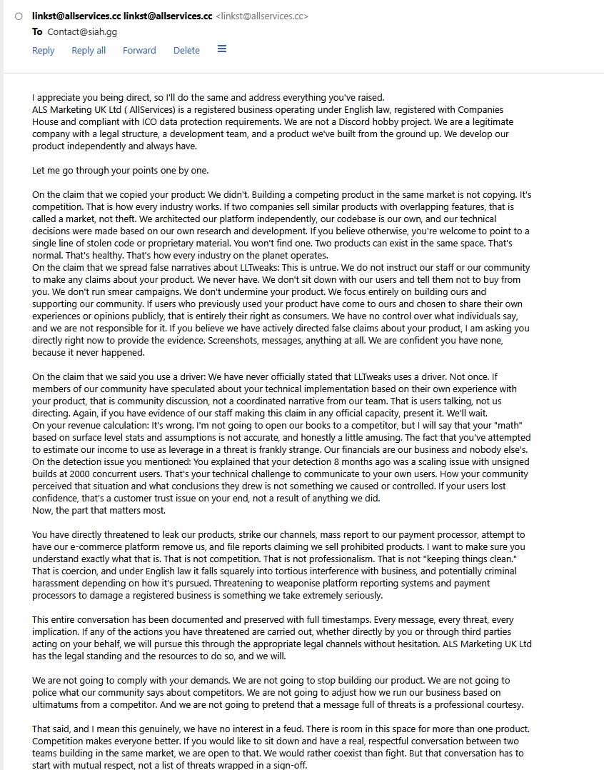 AI written email response