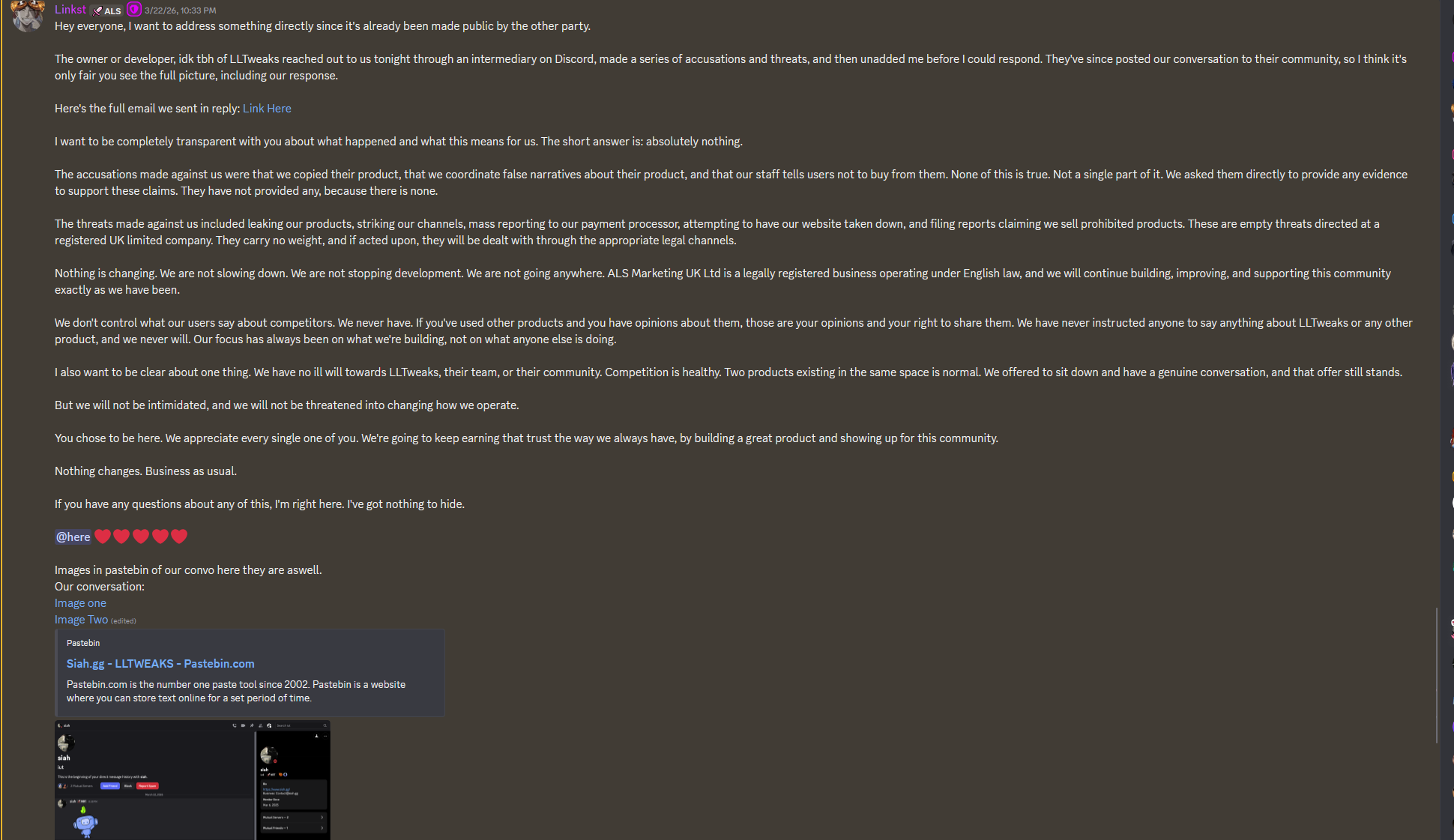 Full Discord statement