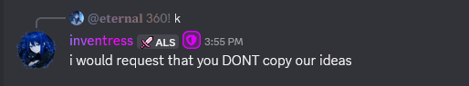 Inventress saying don't copy our ideas